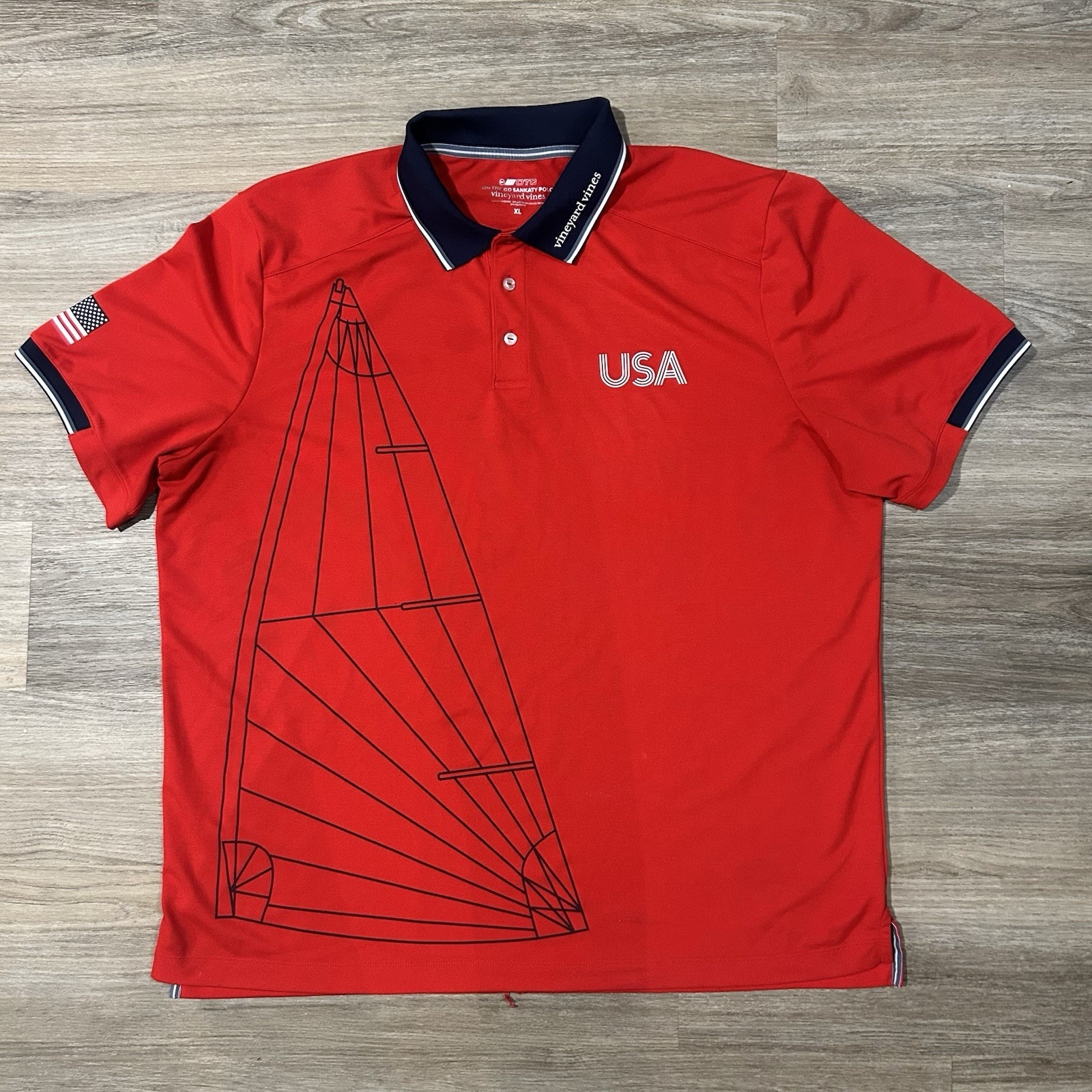 Vineyard Vines Sailing Usa Polo Performance Sankaty Mens Xl Rare Copper Infused